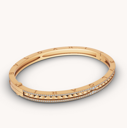 [Love More]ZERO 1 SPIRAL AND PAVED DIAMOND GOLD BRACELET
