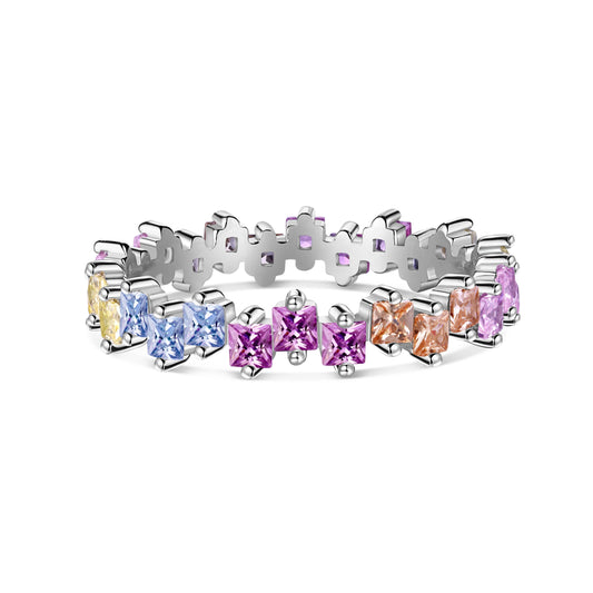 [Love More]Mixed Colorful Square Staggered Rings