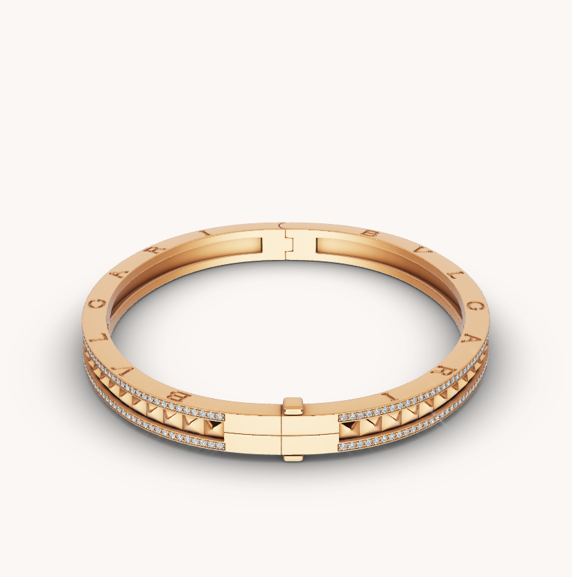 [Love More]ZERO 1 SPIRAL AND PAVED DIAMOND GOLD BRACELET