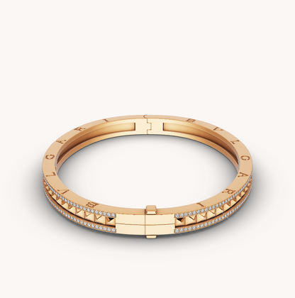 [Love More]ZERO 1 SPIRAL AND PAVED DIAMOND GOLD BRACELET