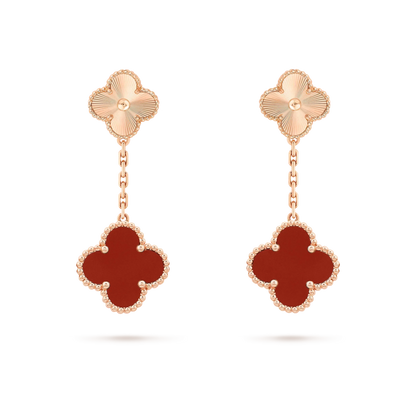 [Love More]CLOVER 2 MOTIF  LASER CARNELIAN EARRINGS