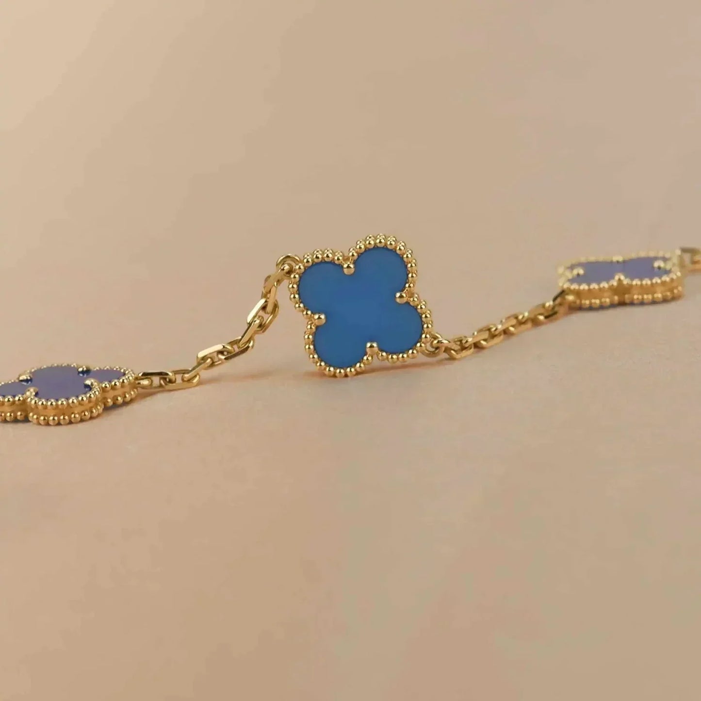 [Love More]CLOVER 5 MOTIFS BLUE AGATE BRACELET