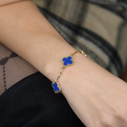 [Love More]CLOVER 5 MOTIFS BLUE AGATE BRACELET