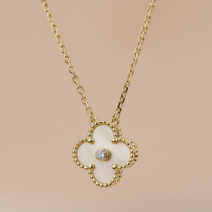 [Love More]CLOVER 15MM DIAMOND GOLD MOTHER OF PEARL NECKLACE