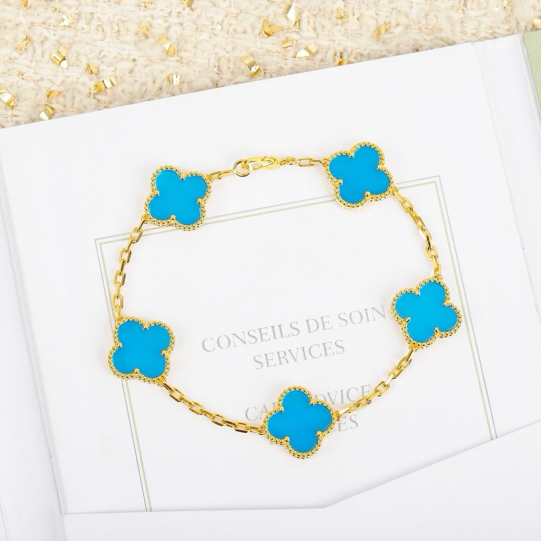 [Love More]CLOVER 5 MOTIFS TURQUOISE BRACELET