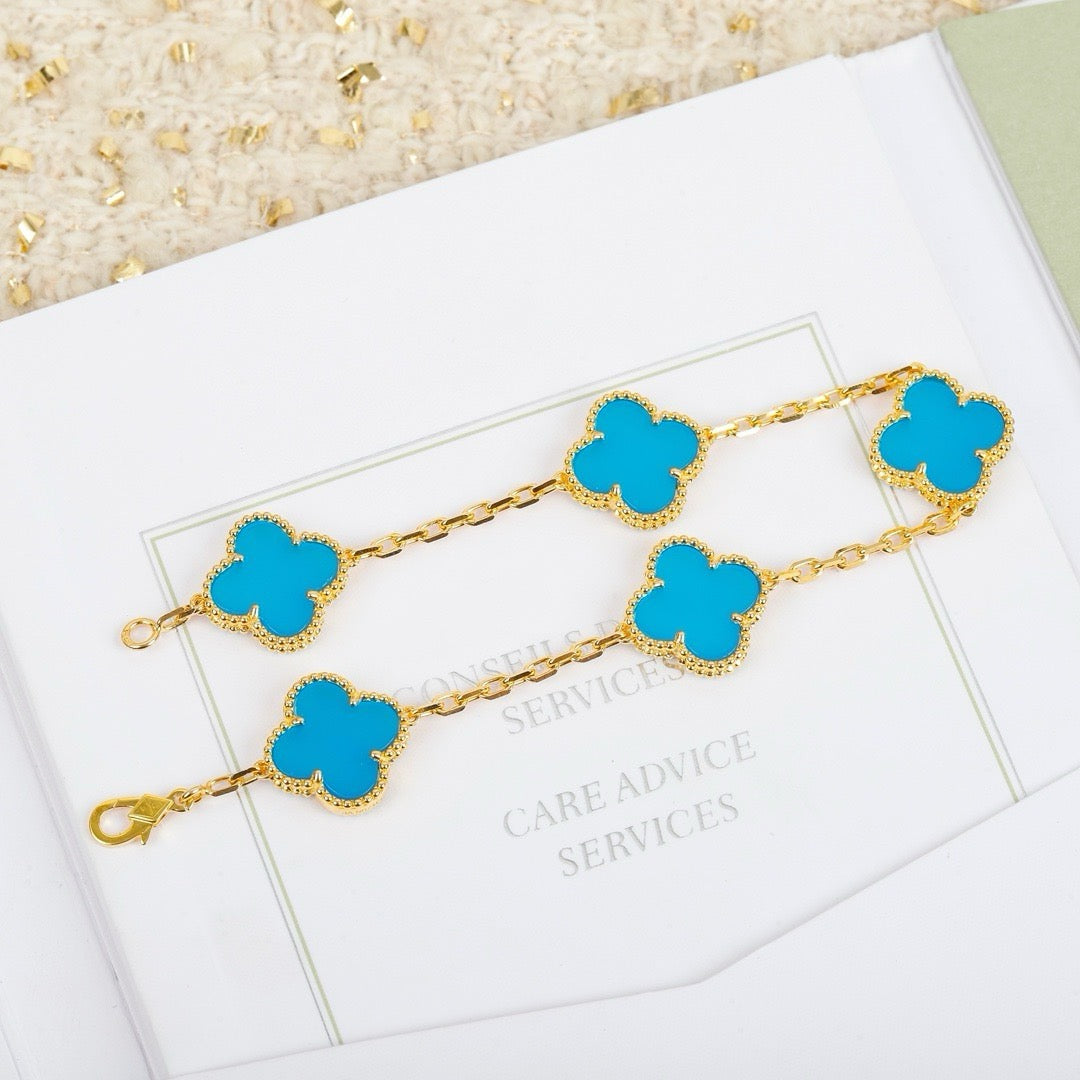 [Love More]CLOVER 5 MOTIFS TURQUOISE BRACELET