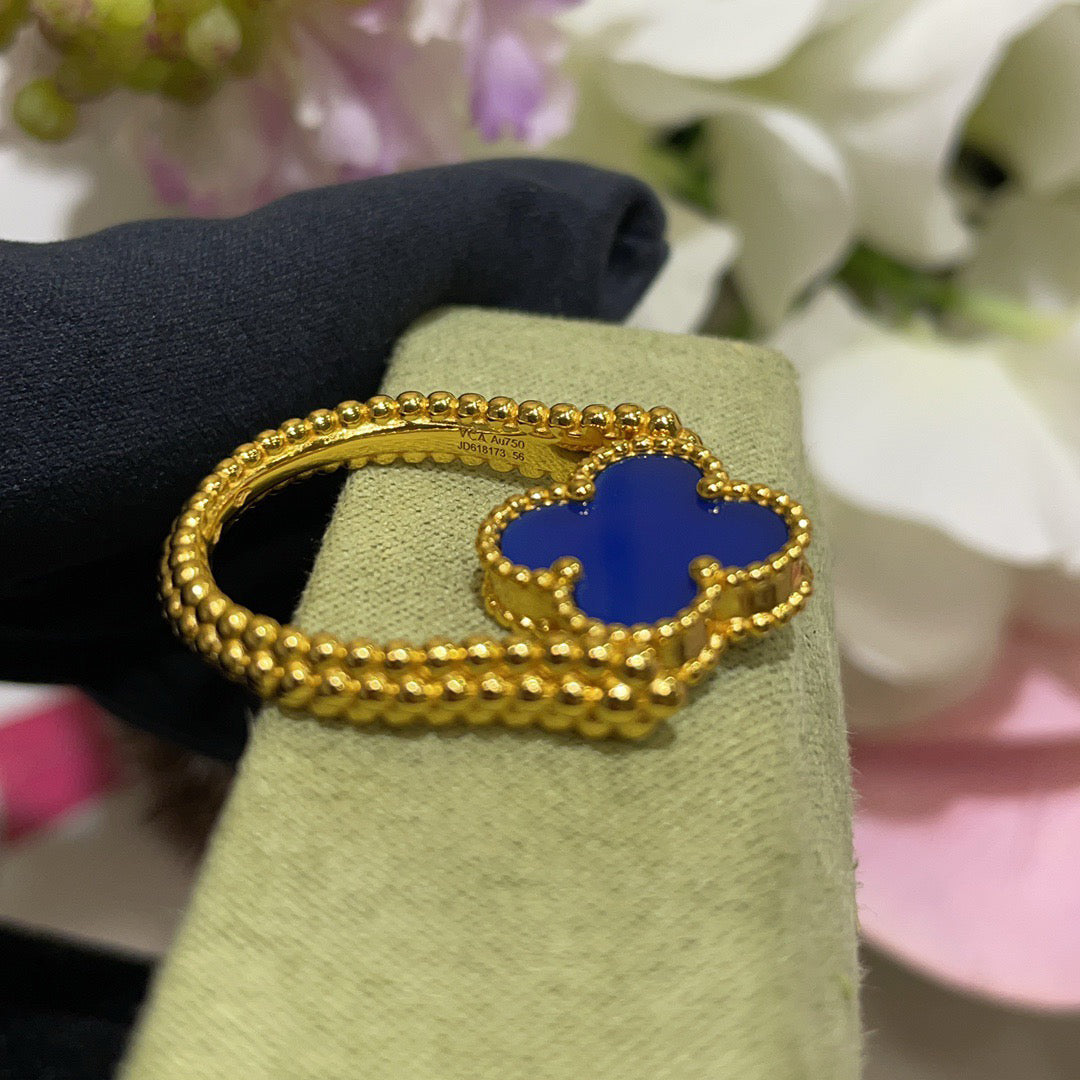[Love More]CLOVER RIVERSIBLE BLUE AGATE RING