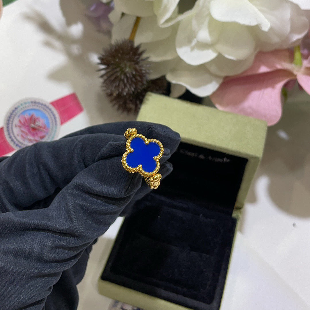 [Love More]CLOVER RIVERSIBLE BLUE AGATE RING