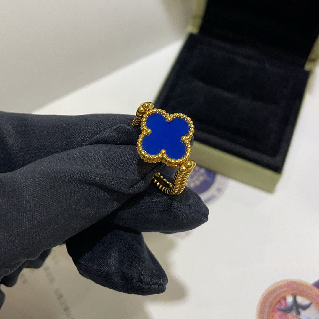 [Love More]CLOVER RIVERSIBLE BLUE AGATE RING