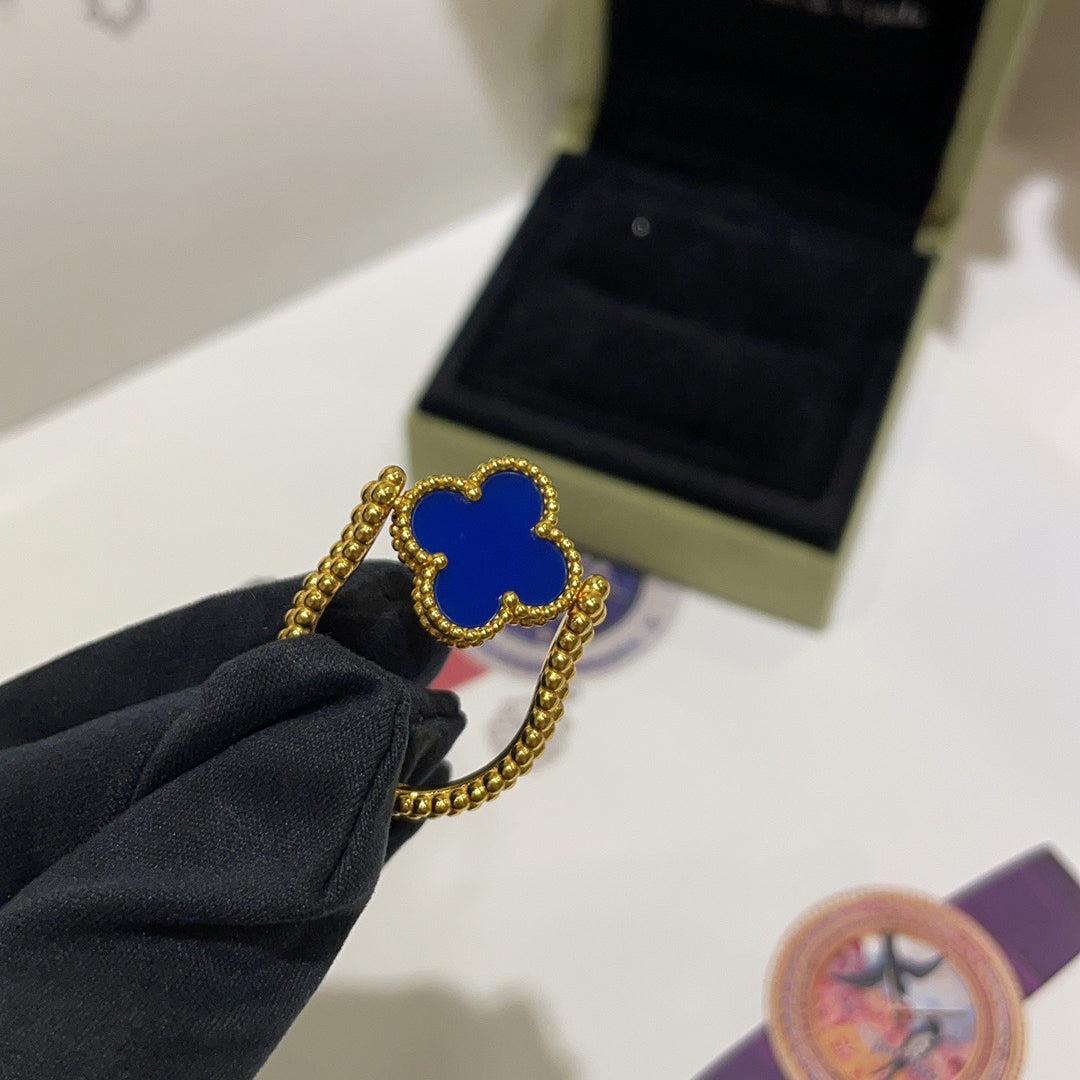 [Love More]CLOVER RIVERSIBLE BLUE AGATE RING