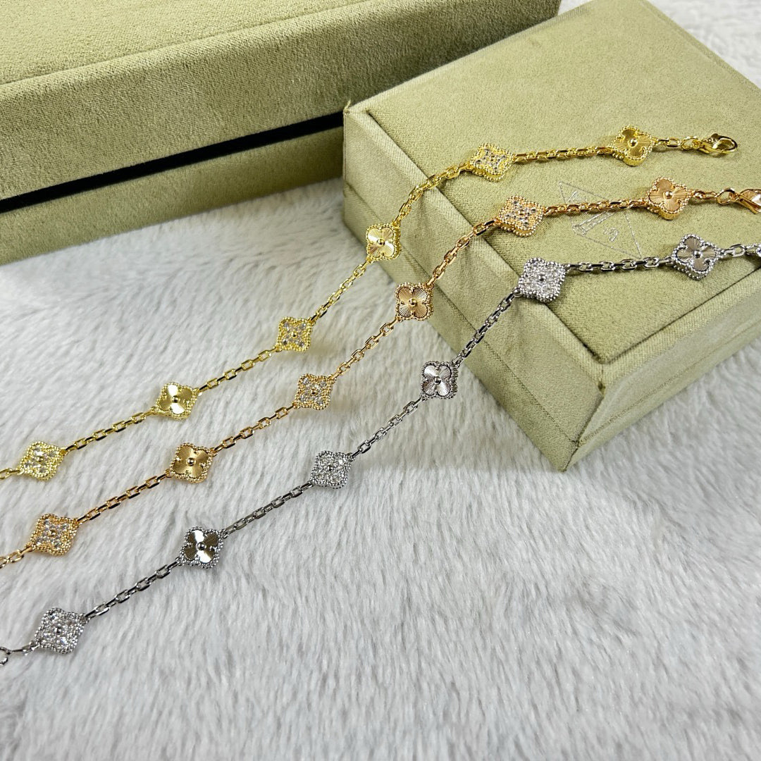 [Love More]CLOVER 6 MOTIF DIAMOND LASER BRACELET