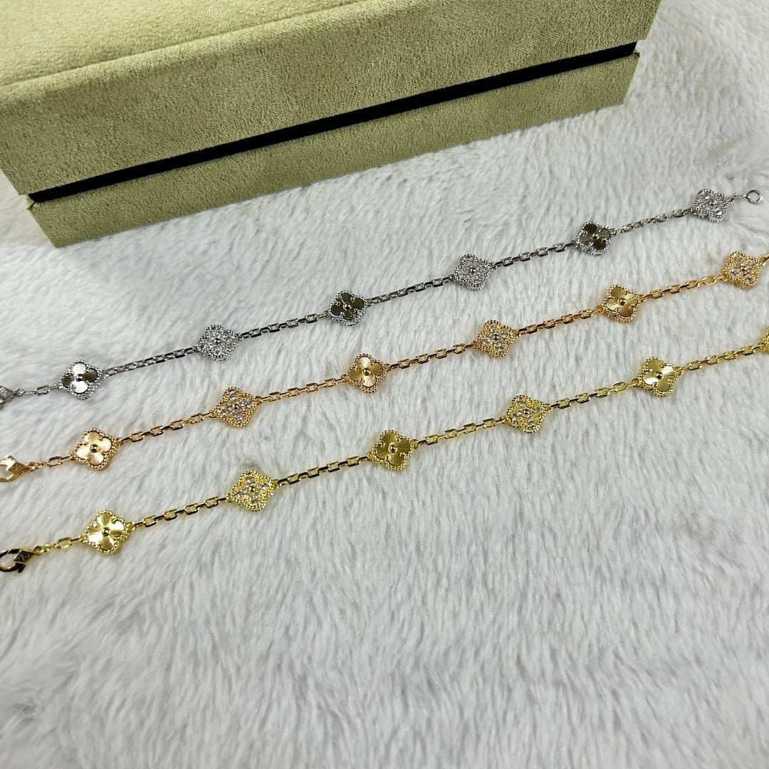 [Love More]CLOVER 6 MOTIF DIAMOND LASER BRACELET