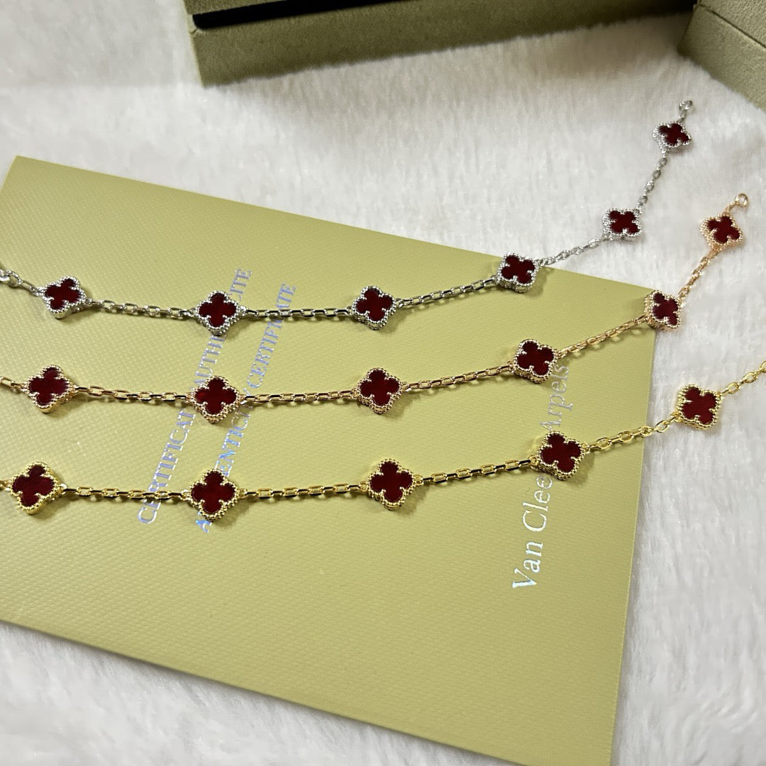 [Love More]CLOVER 6 MOTIF RED AGATE BRACELET