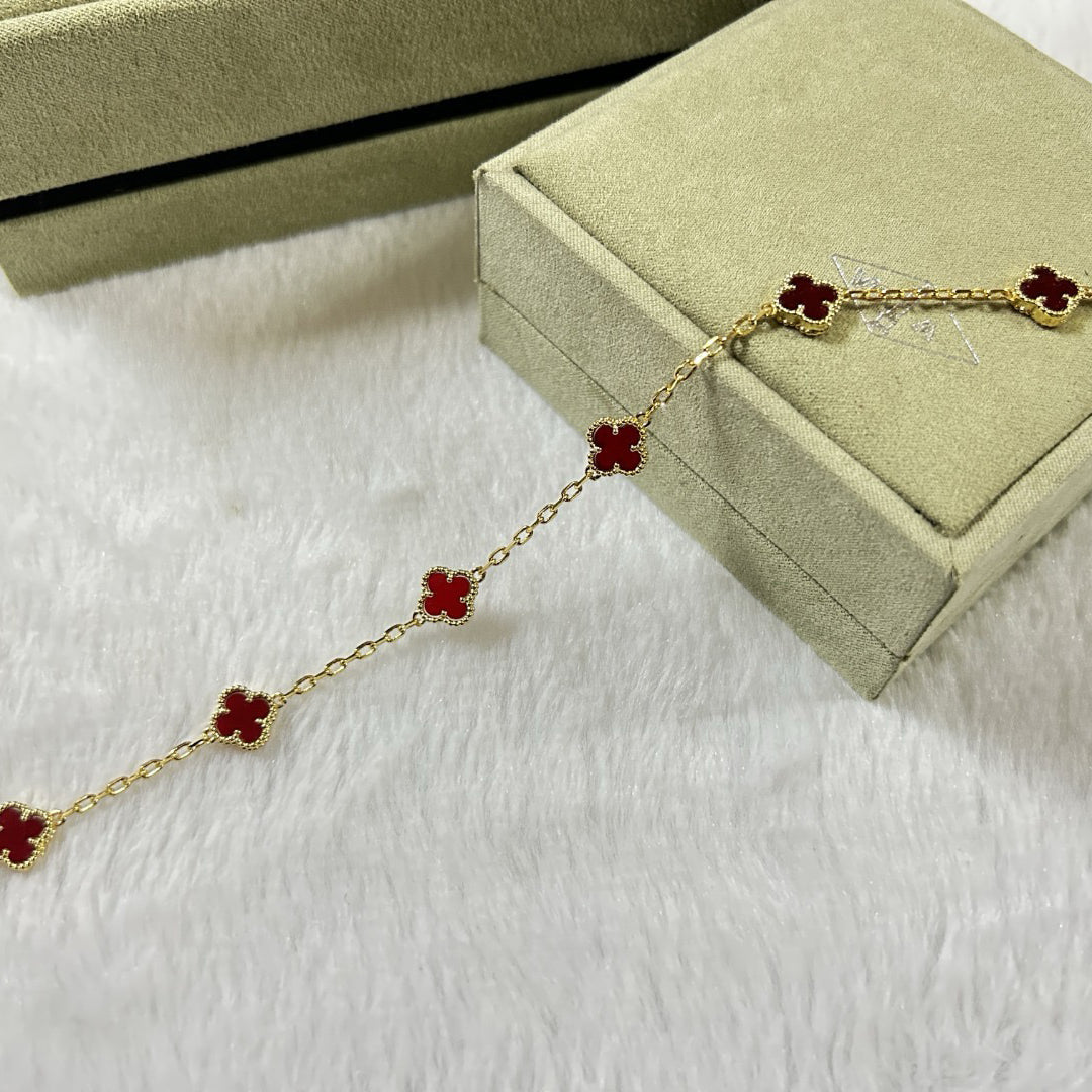 [Love More]CLOVER 6 MOTIF RED AGATE BRACELET