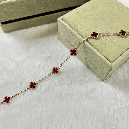 [Love More]CLOVER 6 MOTIF RED AGATE BRACELET