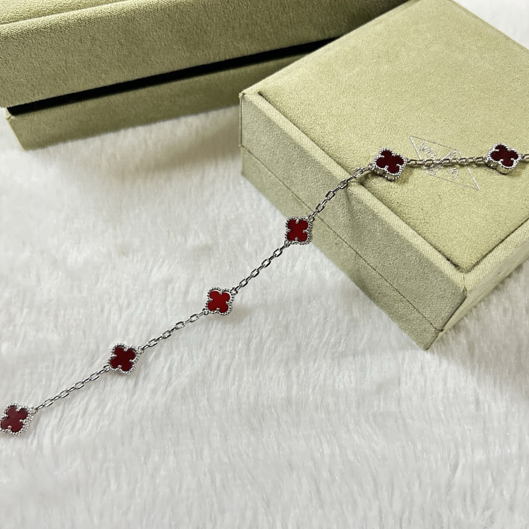 [Love More]CLOVER 6 MOTIF RED AGATE BRACELET