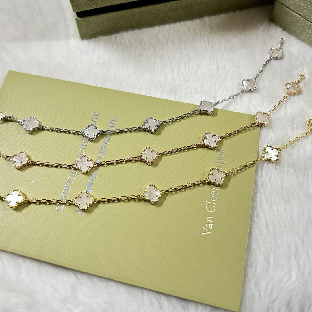 [Love More]CLOVER 6 MOTIF WHITE MOP BRACELET