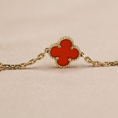 [Love More]CLOVER 5 MOTIFS RED AGATE  BRACELET