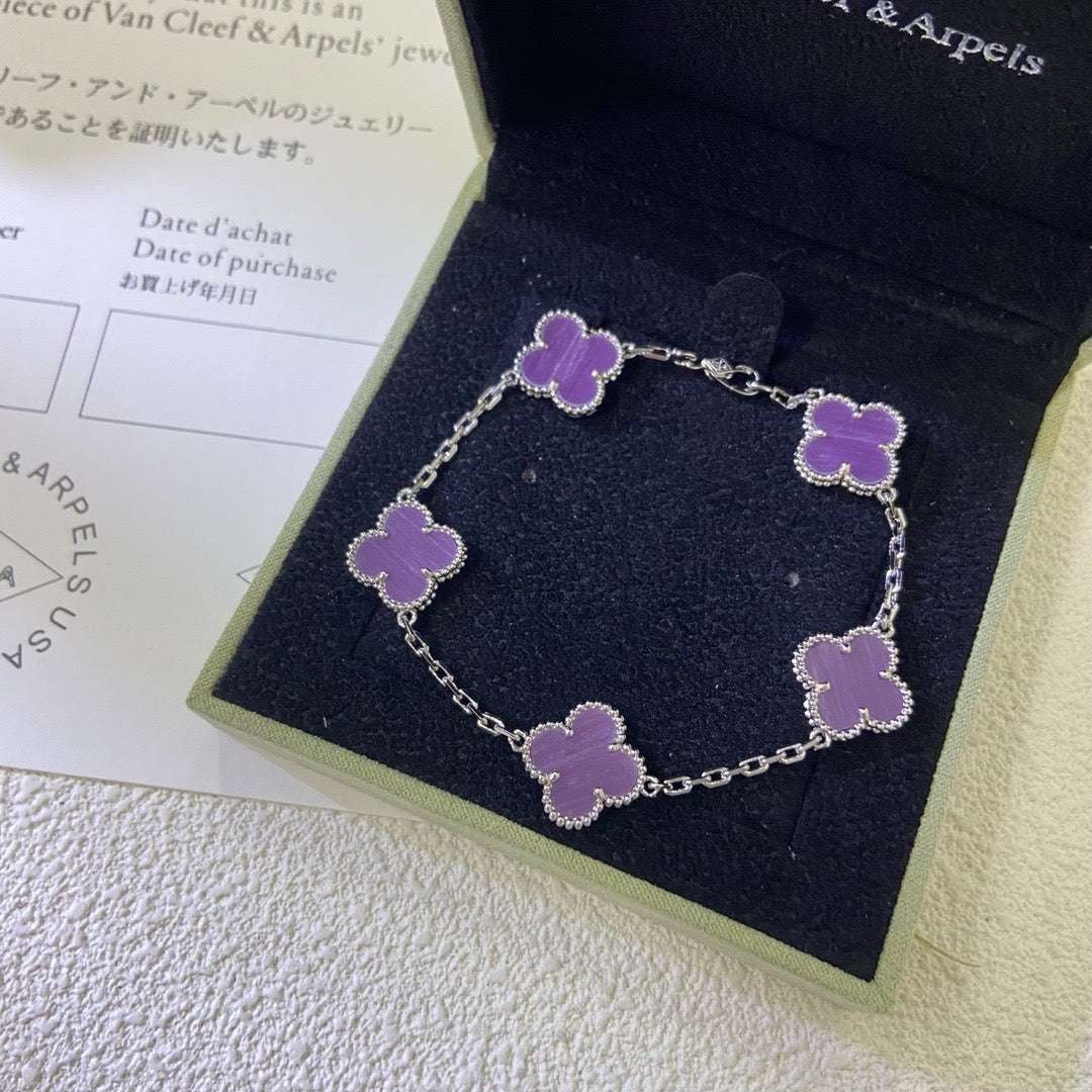 [Love More]CLOVER  5 MOTIFS  PURPLE VIOLET BRACELET