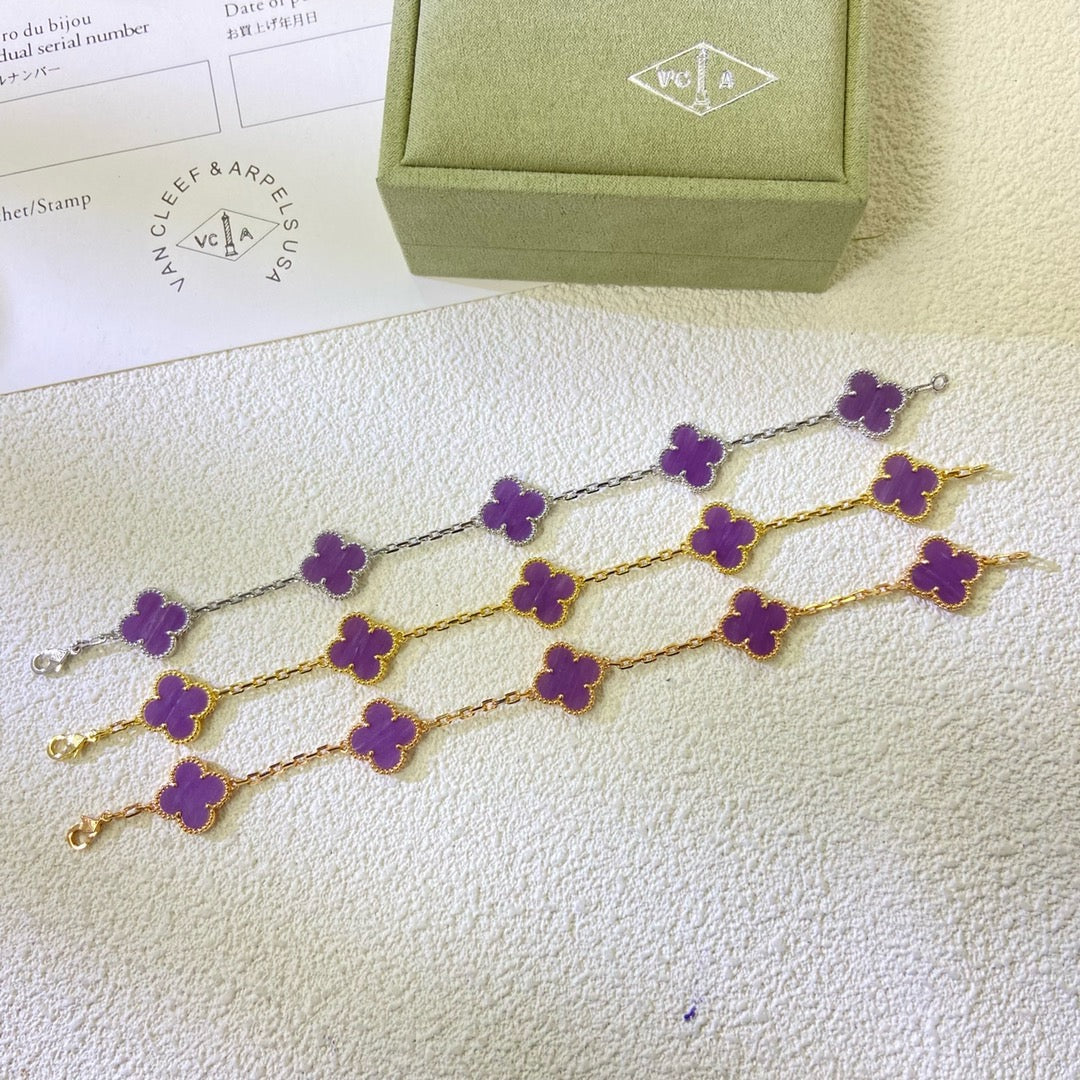 [Love More]CLOVER  5 MOTIFS  PURPLE VIOLET BRACELET