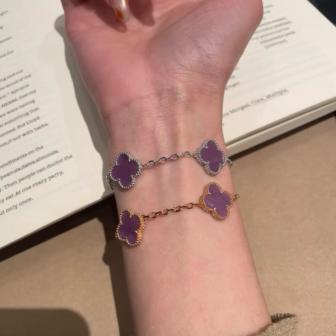 [Love More]CLOVER  5 MOTIFS  PURPLE VIOLET BRACELET
