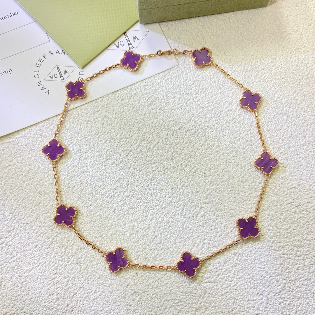 [Love More]CLOVER 10 MOTIFS  PURPLE VIOLET  NECKLACE