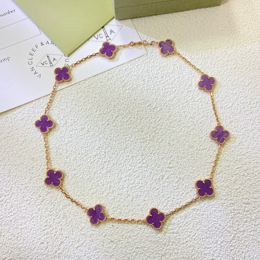 [Love More]CLOVER 10 MOTIFS  PURPLE VIOLET  NECKLACE