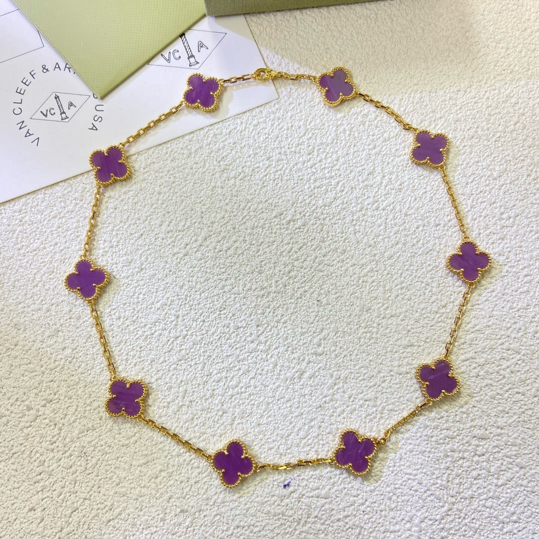 [Love More]CLOVER 10 MOTIFS  PURPLE VIOLET  NECKLACE
