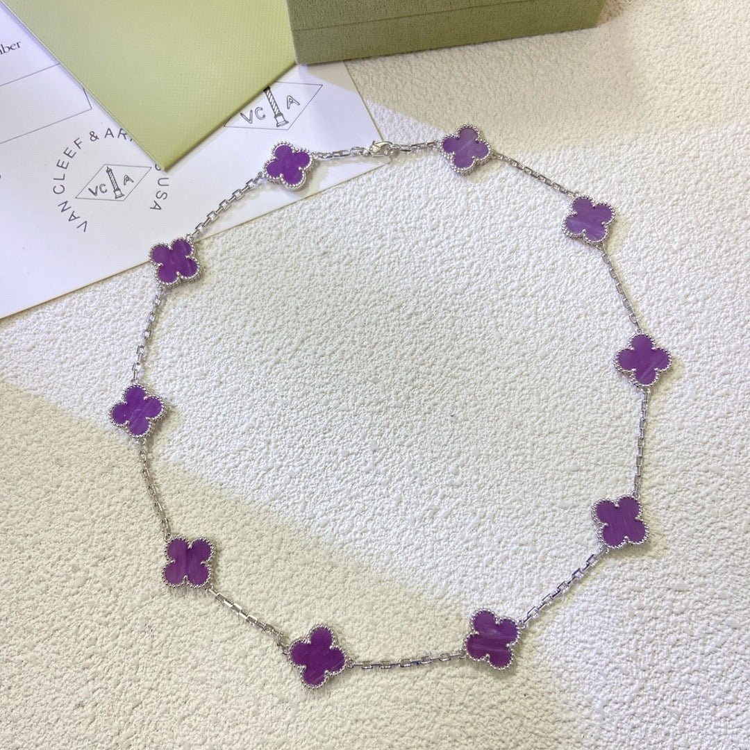 [Love More]CLOVER 10 MOTIFS  PURPLE VIOLET  NECKLACE