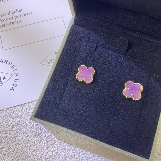 [Love More]CLOVER MINI 9.5MM  PURPLE VIOLET EARRINGS