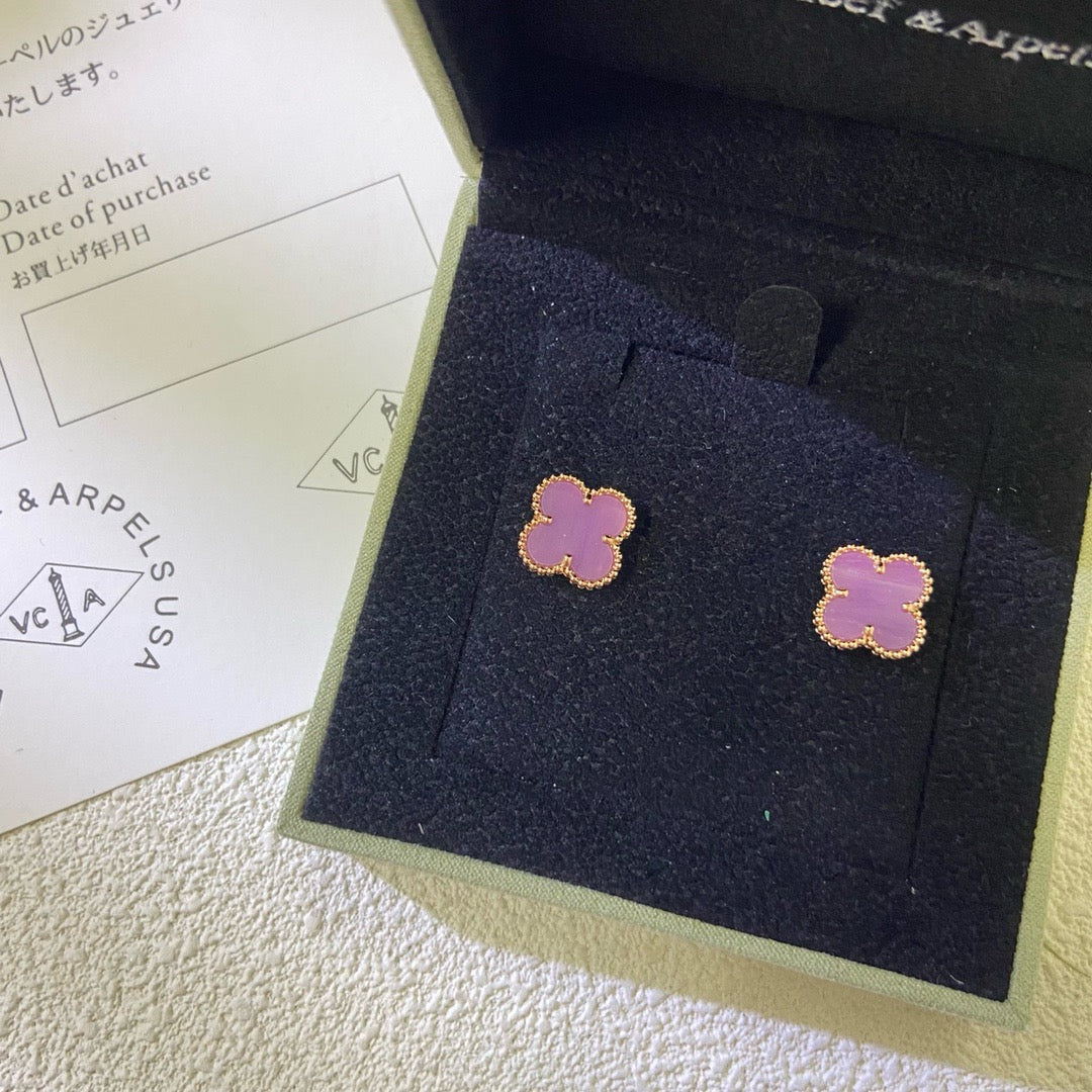 [Love More]CLOVER MINI 9.5MM  PURPLE VIOLET EARRINGS