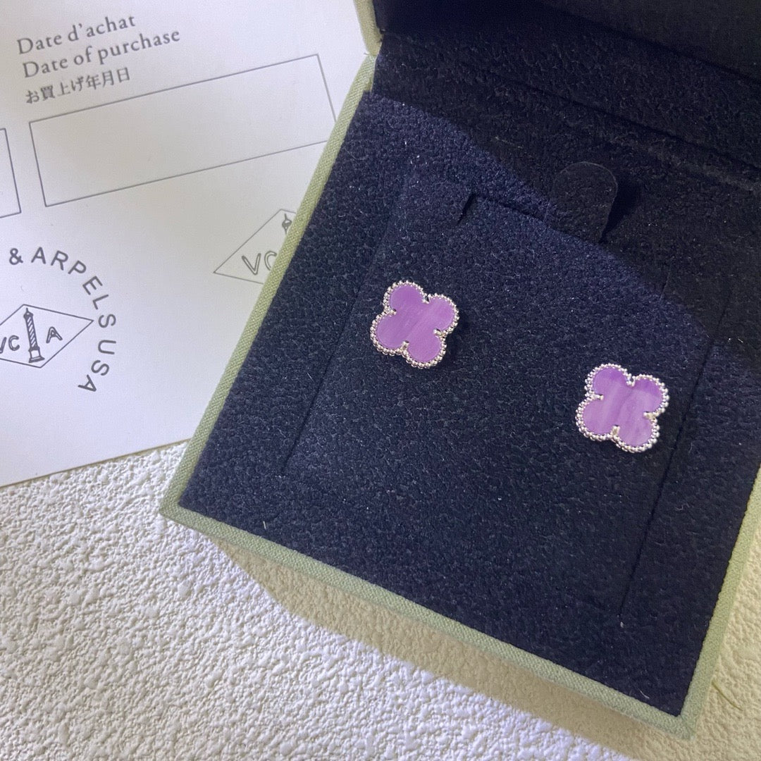 [Love More]CLOVER MINI 9.5MM  PURPLE VIOLET EARRINGS