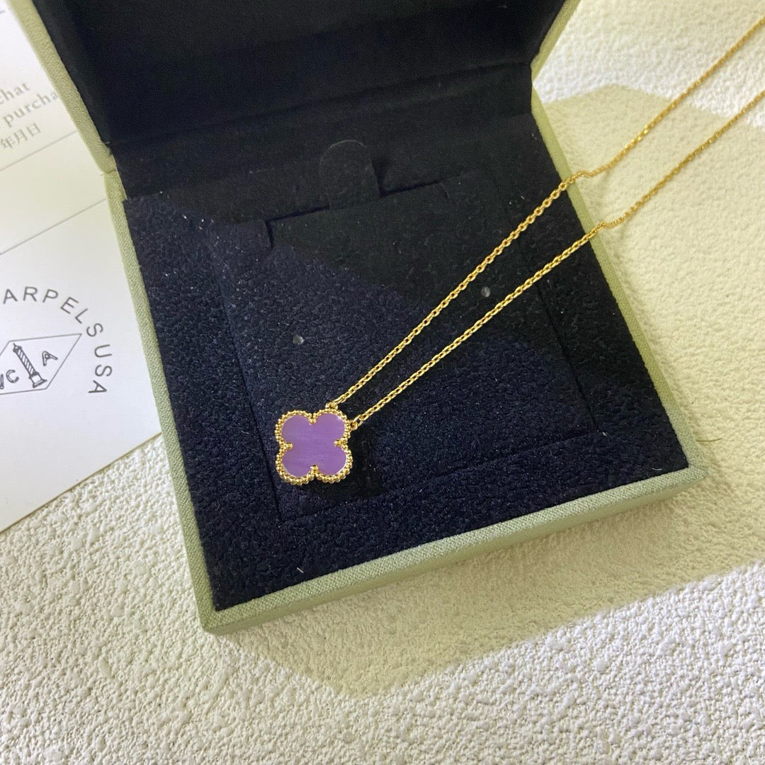 [Love More]CLOVER 15MM  PURPLE VIOLET NECKLACE