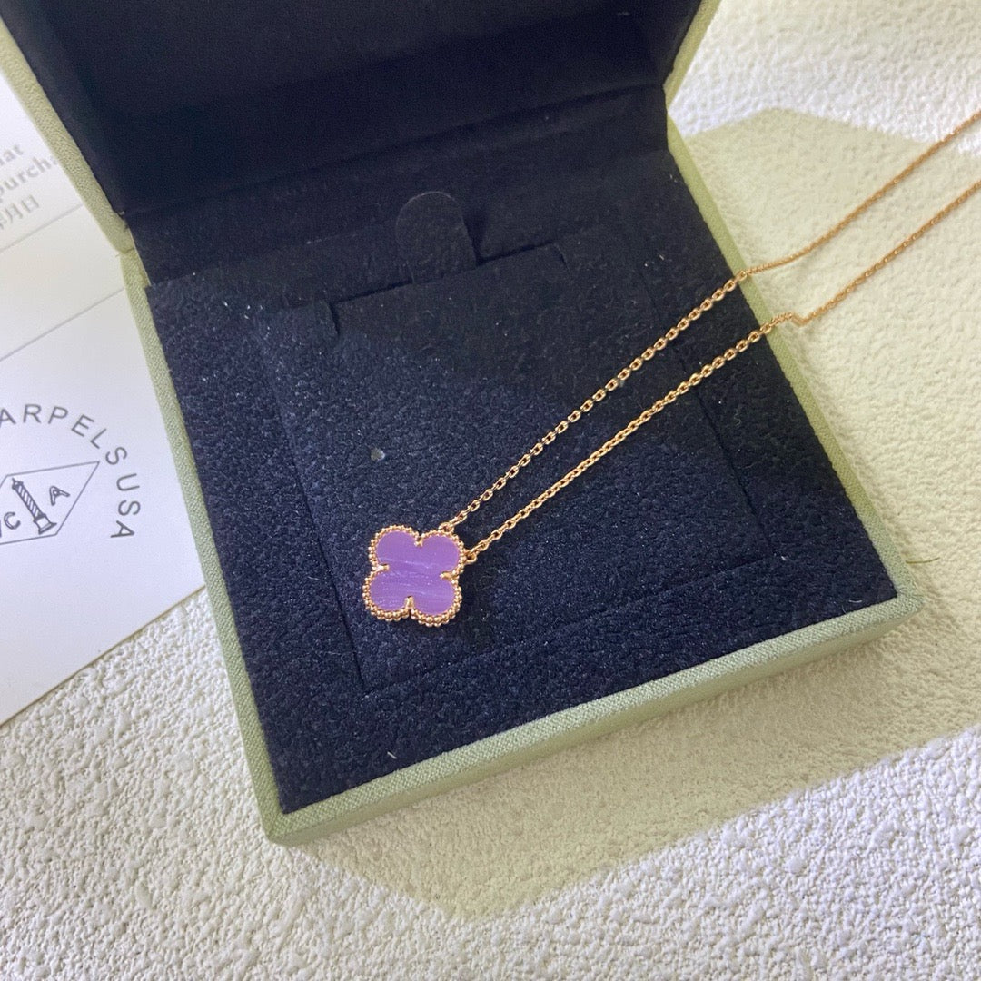 [Love More]CLOVER 15MM  PURPLE VIOLET NECKLACE