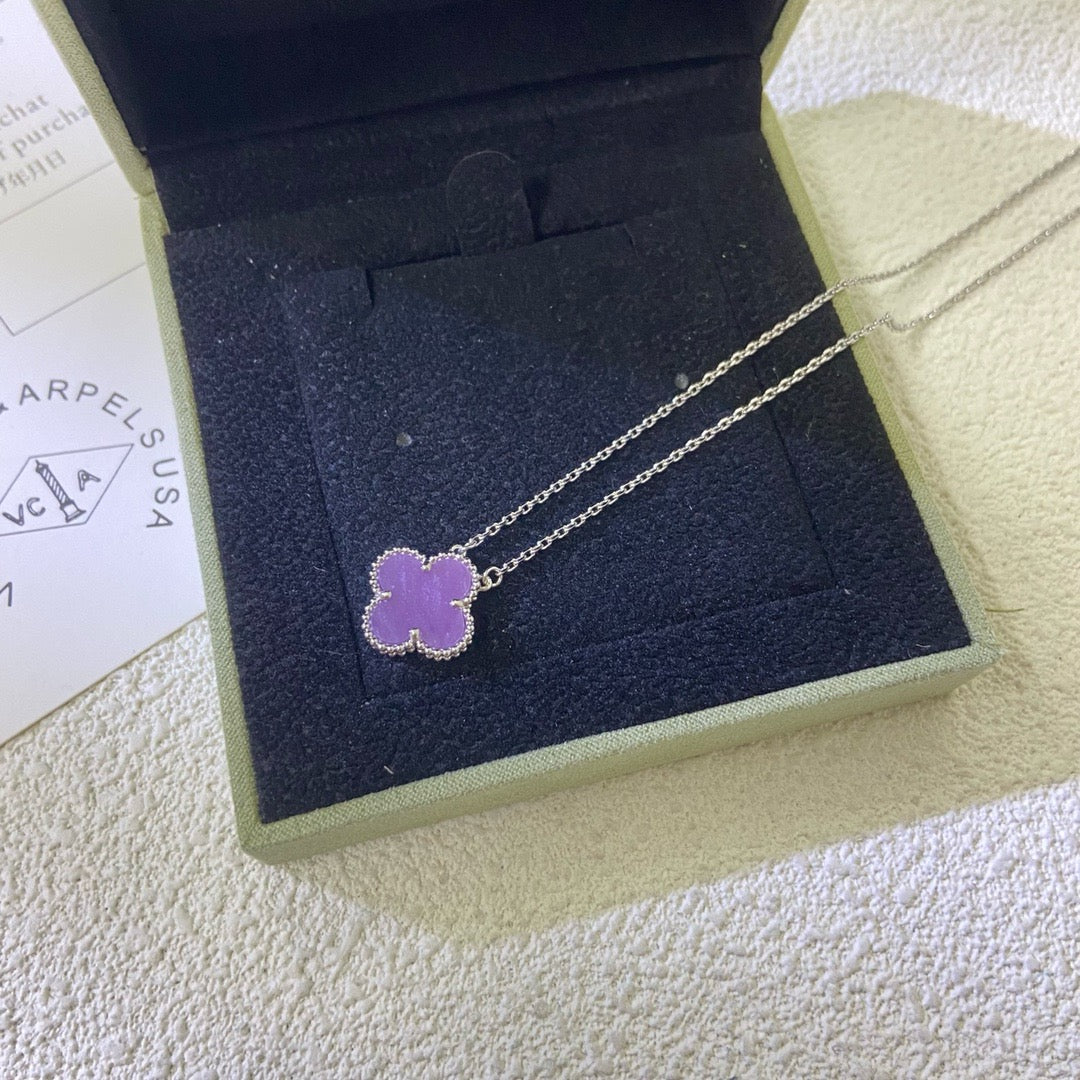 [Love More]CLOVER 15MM  PURPLE VIOLET NECKLACE