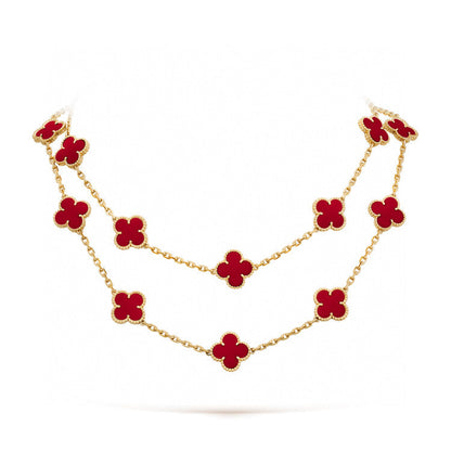 [Love More]CLOVER 20 MOTIFS CARNELIAN NECKLACE