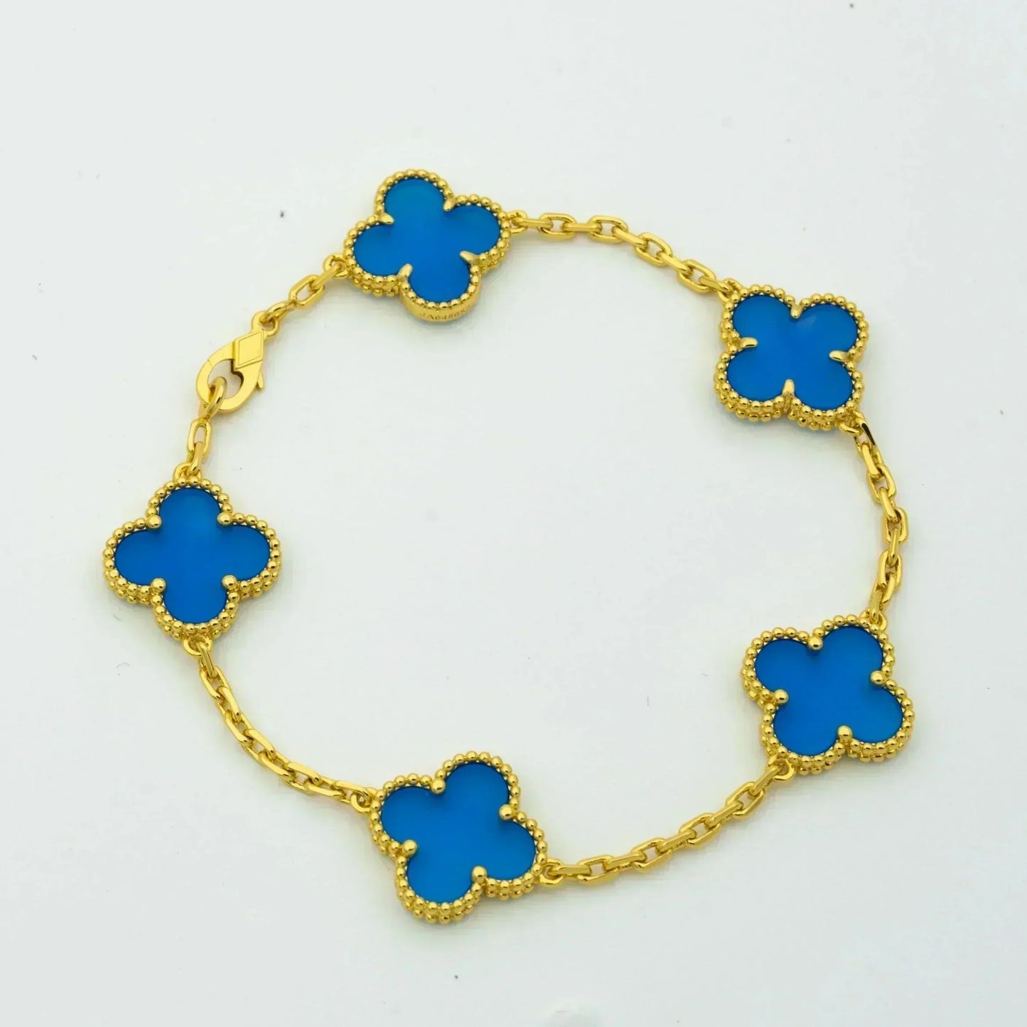 [Love More]CLOVER 5 MOTIFS BLUE AGATE BRACELET
