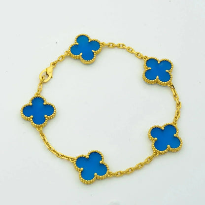 [Love More]CLOVER 5 MOTIFS BLUE AGATE BRACELET