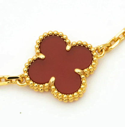 [Love More]CLOVER 5 MOTIFS CARNELIAN DIAMOND BRACELET