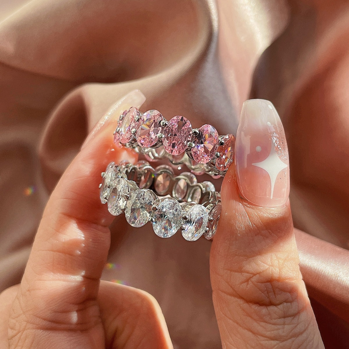 [Love More]Dainty Elongated Cushion Cut Tennis Ring