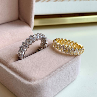 [Love More]Ornate Oval Cut Tennis Ring