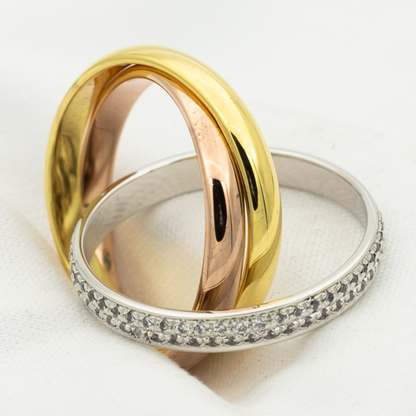 [Love More]TRINITY RING GOLD PINK GOLD SILVER DIAMONDS