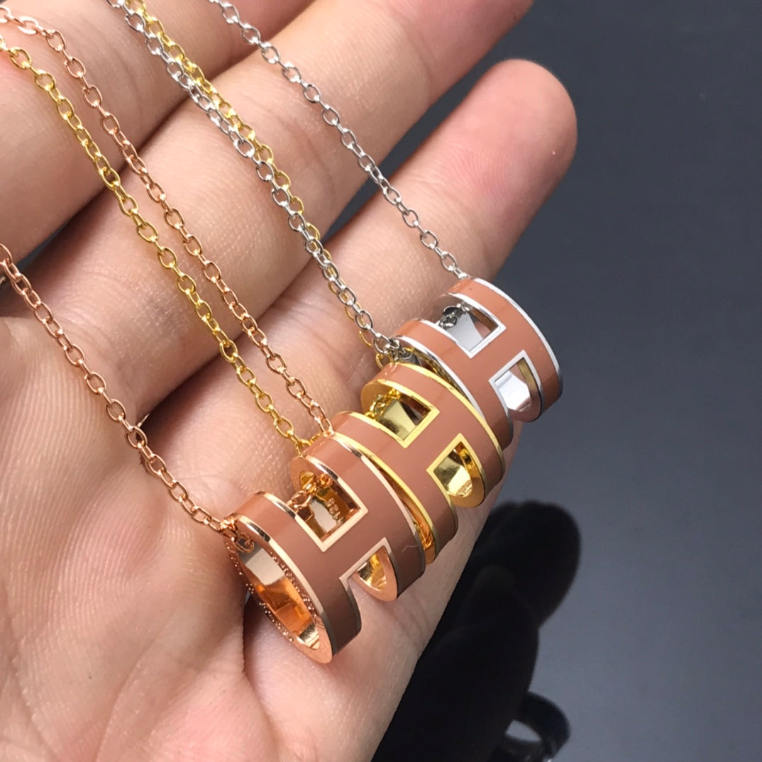 [Love More]H NECKLACE BROWN