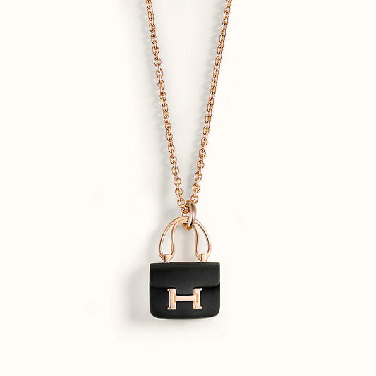 [Love More]CONSTANCE BLACK PEDANT PINK GOLD NECKLACE
