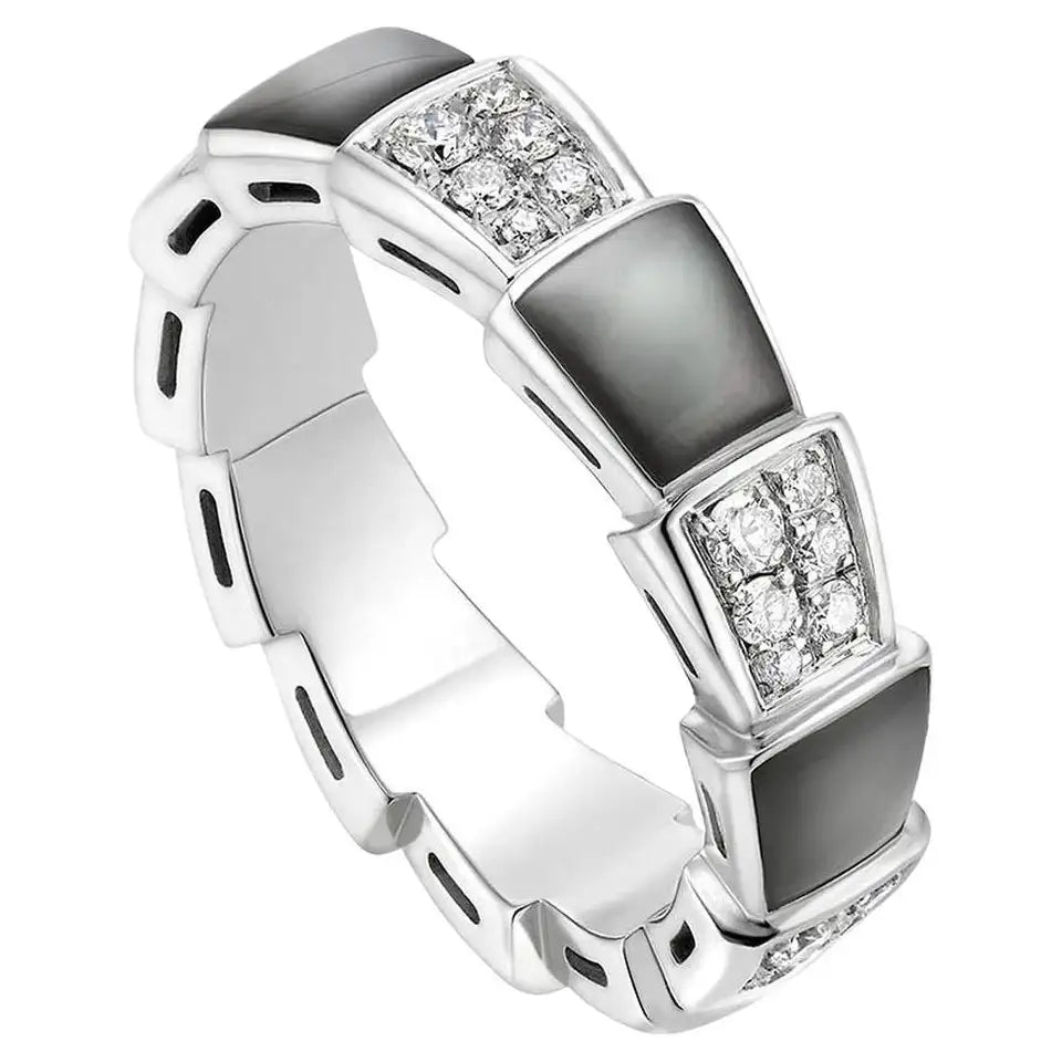 [Love More]SERPENTI RING SILVER DIAMOND BLACK MOP 4MM