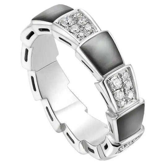 [Love More]SERPENTI RING SILVER DIAMOND BLACK MOP 4MM
