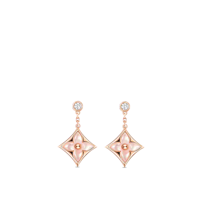 [Love More]DOUBLE STAR PINK GOLD MOP DROP EARRINGS
