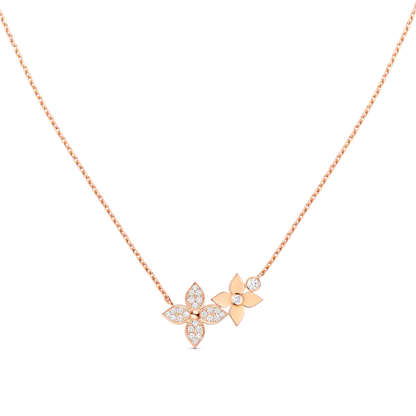 [Love More]STAR BLOSSOM NECKLACE PINK GOLD DIAMONDS