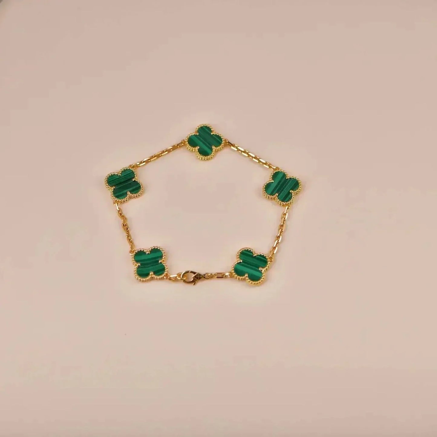 [Love More]CLOVER 5 MOTIFS MALACHITE BRACELET