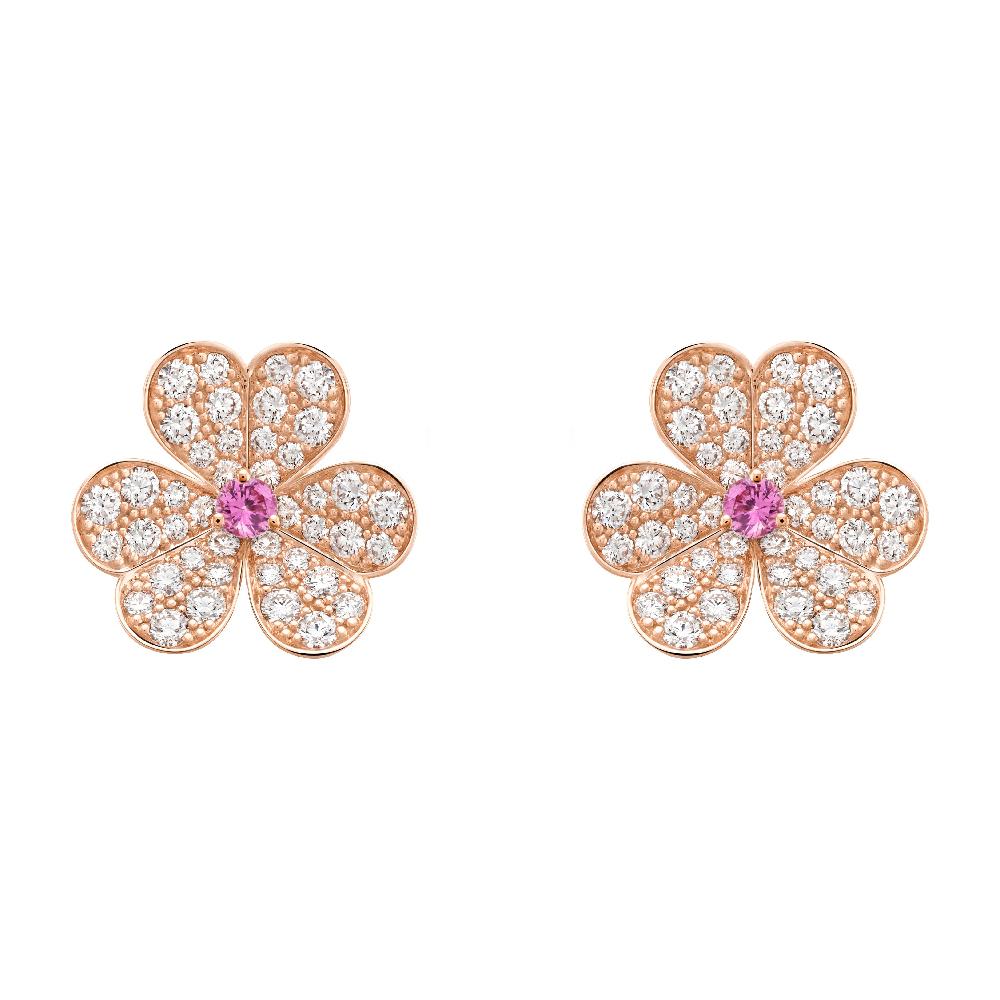 [Love More]FRIVOLE PINK GOLD FLOWER DIAMOND EARRINGS